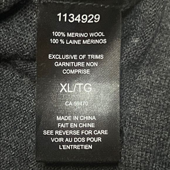 Badgley Mischka 100% Merino Wool Dark Grey Knit Sweater Mock Neck sz XL - Picture 7 of 8